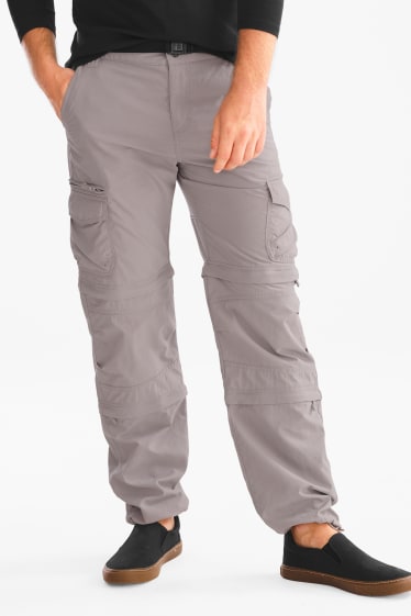 Men - Cargo trousers with belt - gray