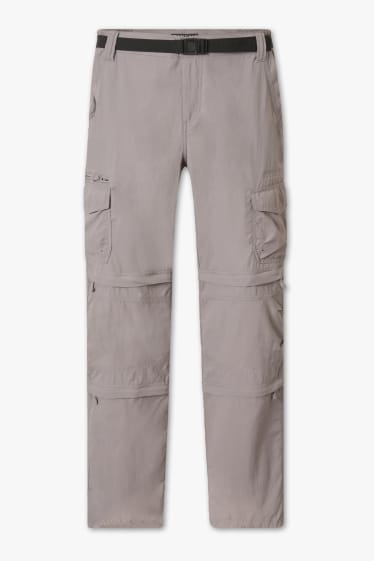 Men - Cargo trousers with belt - gray