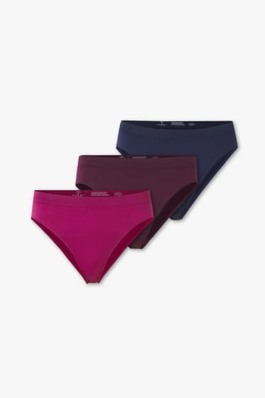 Donna - Confezione da 3 - slip - senza cuciture - rosa scuro