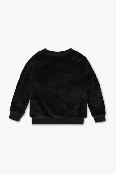 Bambini - Pullover in pile - effetto lucido - nero