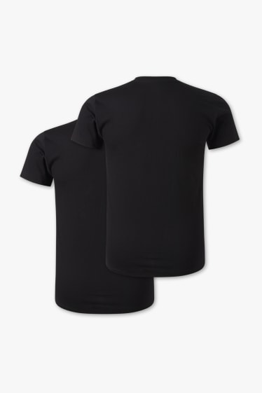 Uomo - Confezione da 2 - t-shirt - attillata - nero