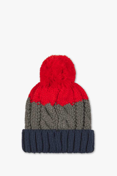 Children - Hat - striped - orange / dark blue