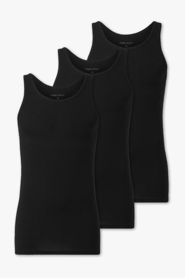 Heren - Set van 3 - onderhemd - fijnrib - zwart