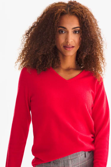 Donna - Pullover in cashmere - rosso chiaro