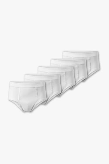 Uomo - Confezione da 5 - slip - costine fini - bianco