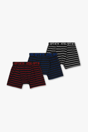 Enfants - Lot de 3 - boxers - à rayures - noir / blanc