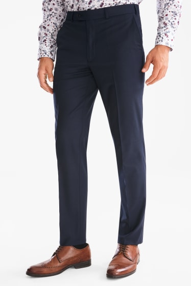 Hombre - Pantalón - Regular fit - Mezcla de lana - azul oscuro