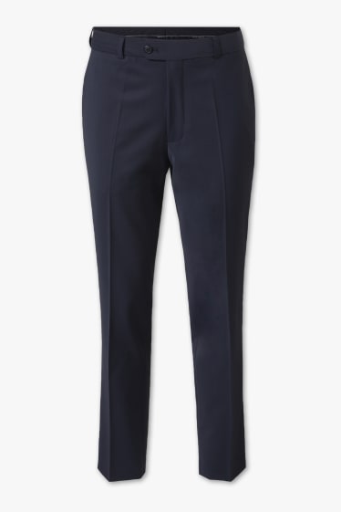 Pánské - Oblekové kalhoty - Regular Fit - vlněná směs - tmavomodrá