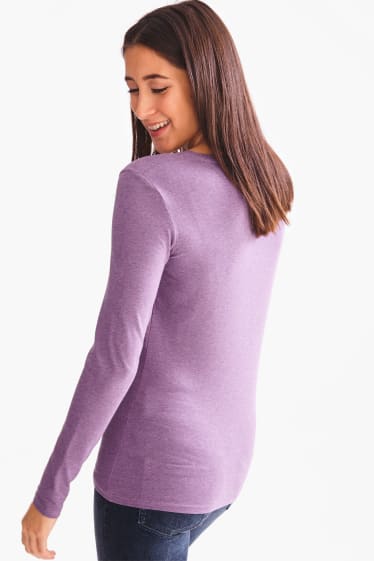 Femmes - Haut basique à manches longues - violet chiné