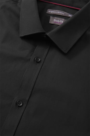 Hombre - Camisa de oficina - body fit - kent - elástico - negro