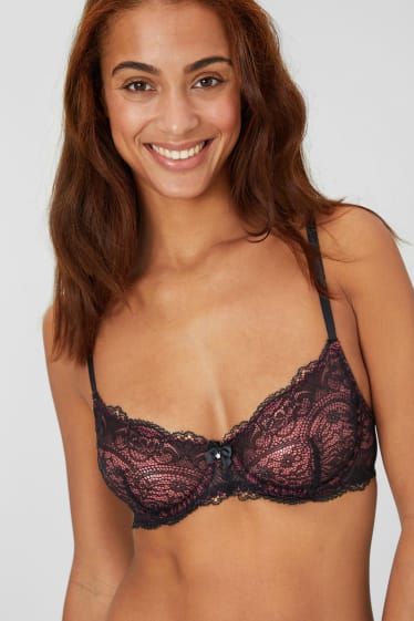 Donna - Reggiseno con ferretti - FULL COVERAGE - rosso / nero