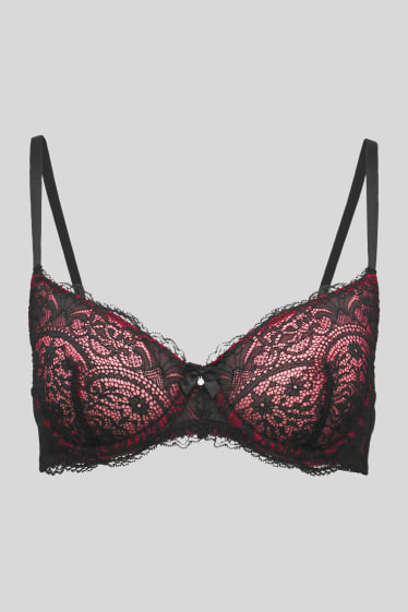 Donna - Reggiseno con ferretti - FULL COVERAGE - rosso / nero