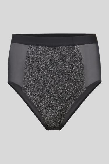 Donna - Slip - effetto brillante - nero / argento