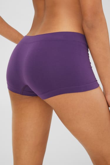 Femmes - Shorty - pack de 3 - sans couture - violet / blanc