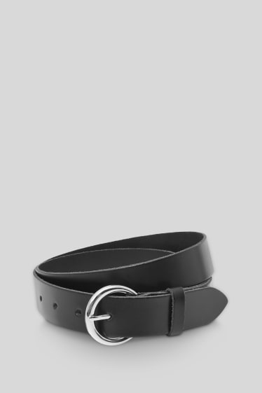 Women - Leather belt - black