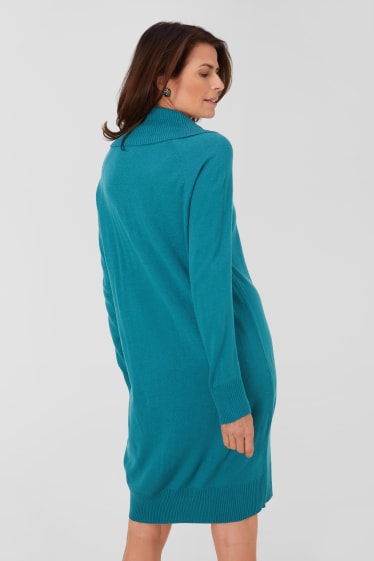 Women - Knitted dress - turquoise