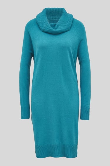Women - Knitted dress - turquoise