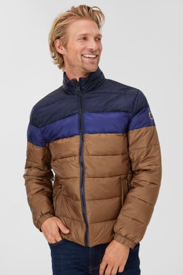 Men - Quilted jacket - brown / dark blue