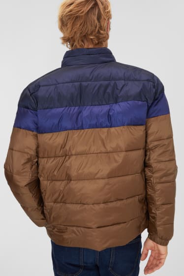 Men - Quilted jacket - brown / dark blue