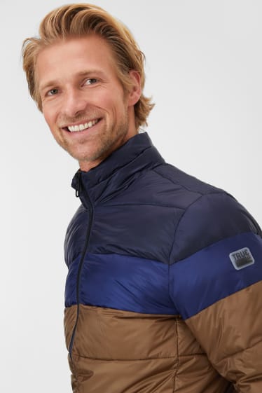 Men - Quilted jacket - brown / dark blue