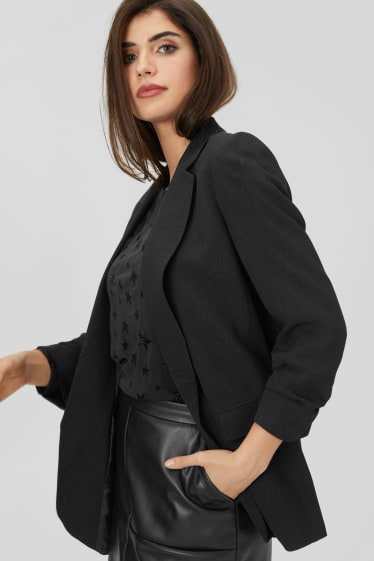 Women - Blazer - shiny - black