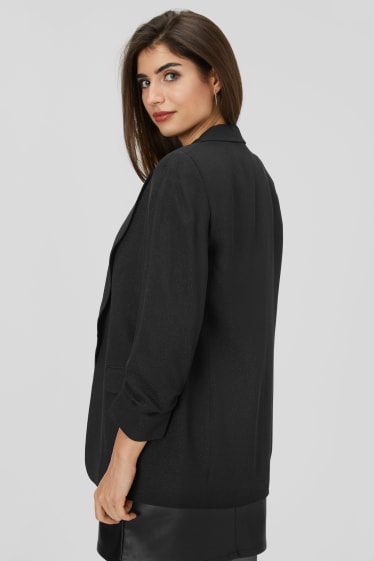 Women - Blazer - shiny - black