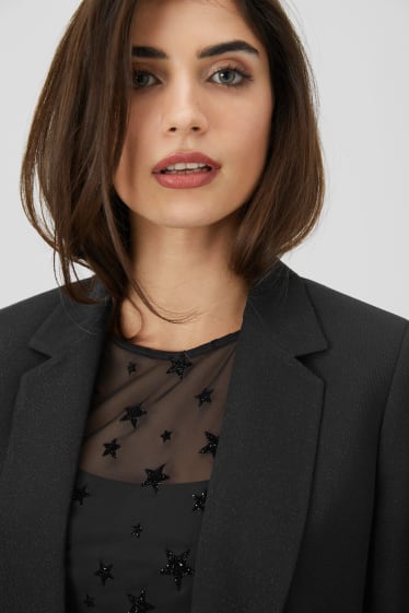 Femmes - Blazer - finition brillante - noir