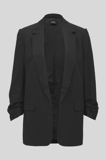 Women - Blazer - shiny - black