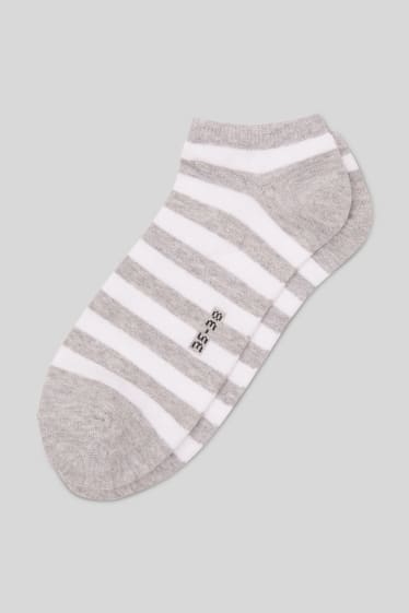 Mujer - Pack de 4 - calcetines tobilleros - de rayas - negro / blanco