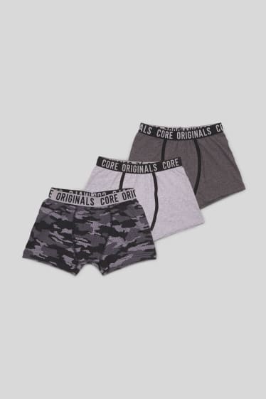 Enfants - Lot de 3 - boxers - noir / gris