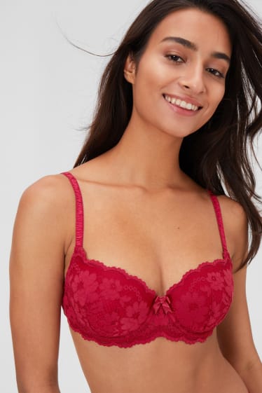 Women - Underwire bra - FULL COVERAGE - padded - red