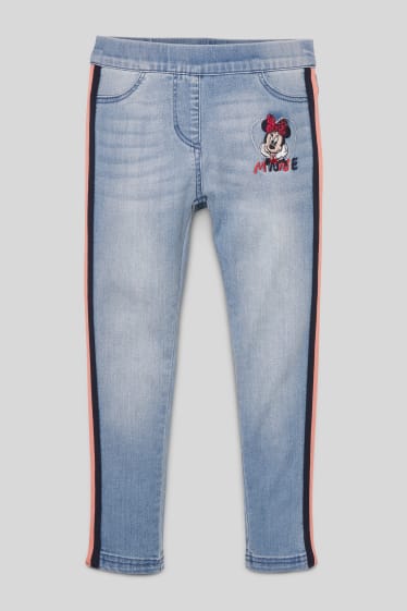 Kinderen - Minnie Mouse - jegging - glanseffect - jeanslichtblauw