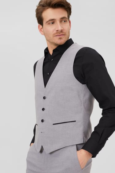 Pánské - Obleková vesta - slim fit - stretch - šedá