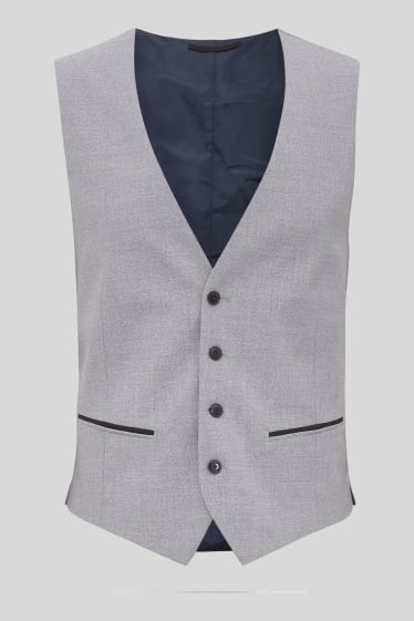 Pánské - Obleková vesta - slim fit - stretch - šedá