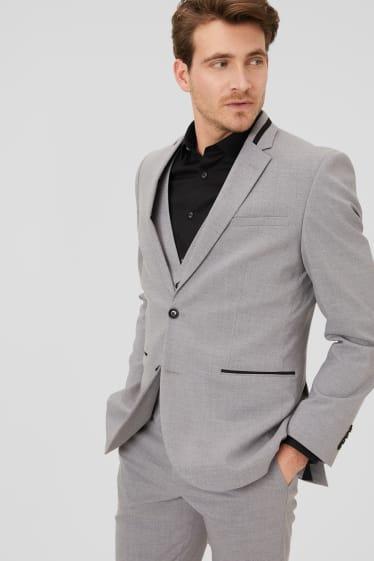 Pánské - Oblekové sako - slim fit - stretch - světle šedá