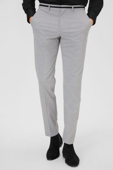 Hombre - Pantalón - slim fit - elástico - gris claro