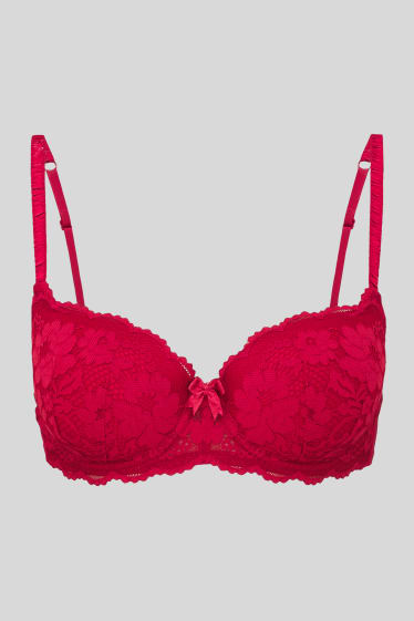 Women - Underwire bra - FULL COVERAGE - padded - red