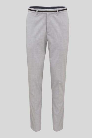 Pánské - Oblekové kalhoty - slim fit - stretch - světle šedá