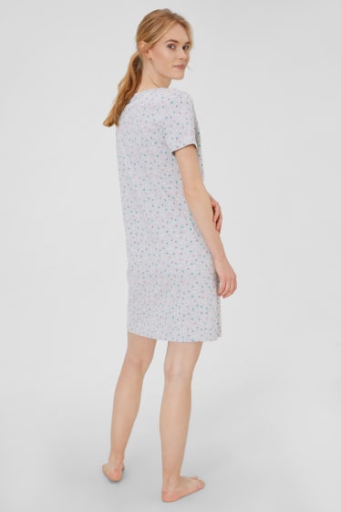 Women - Nightshirt  - polka dot - light gray