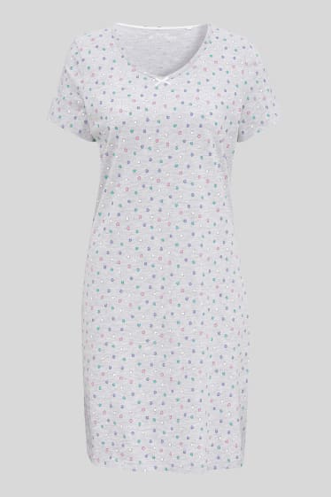 Women - Nightshirt  - polka dot - light gray