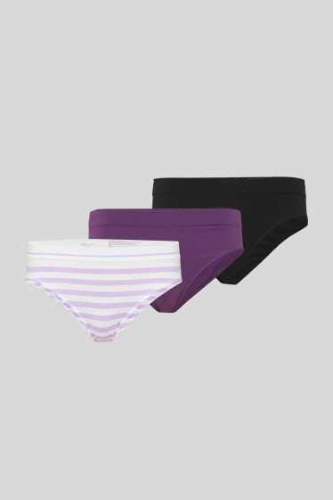 Damen - Slip - 3er Pack - seamfree - violett