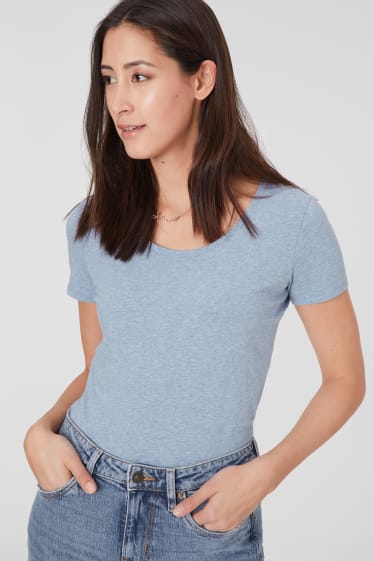 Femmes - T-shirt basique - bleu clair-chiné