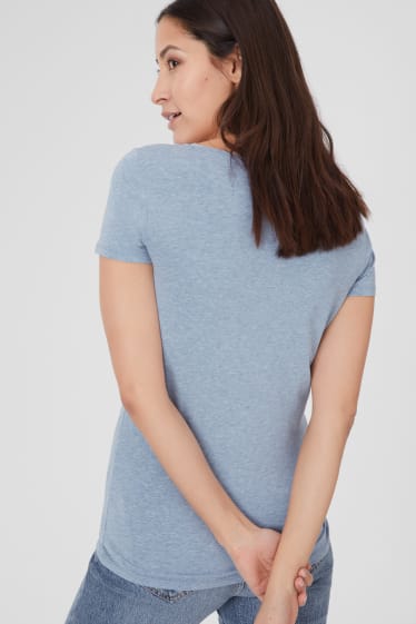 Damen - Basic-T-Shirt - hellblau-melange