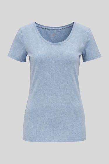 Damen - Basic-T-Shirt - hellblau-melange