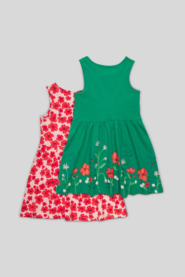 Kinder - Multipack 2er - Kleid - grün / rot