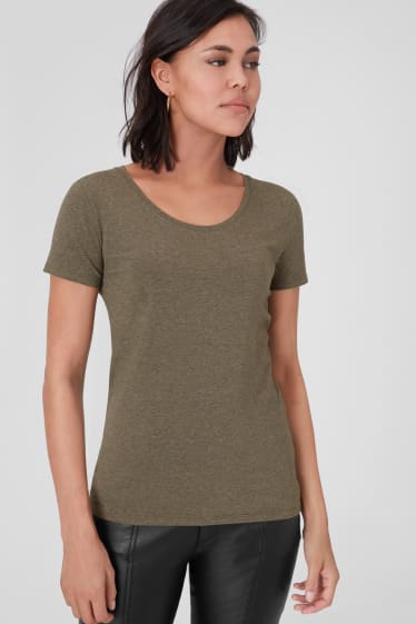 Donna - T-shirt basic - verde melange