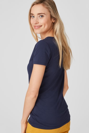 Kobiety - T-shirt basic - ciemnoniebieski