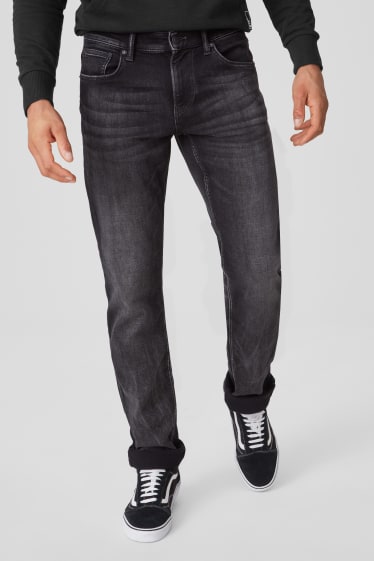 Mężczyźni - Slim jeans - Flex dżinsy w dresowym stylu - czarny-melanż
