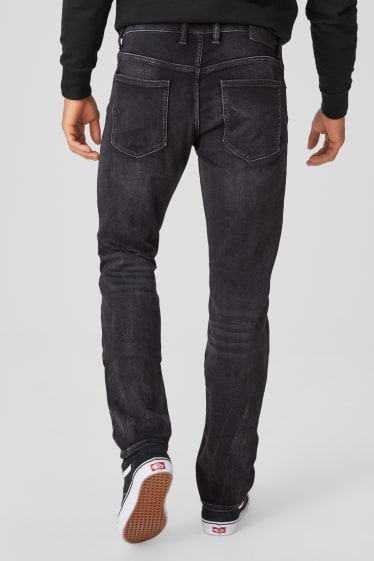 Mężczyźni - Slim jeans - Flex dżinsy w dresowym stylu - czarny-melanż