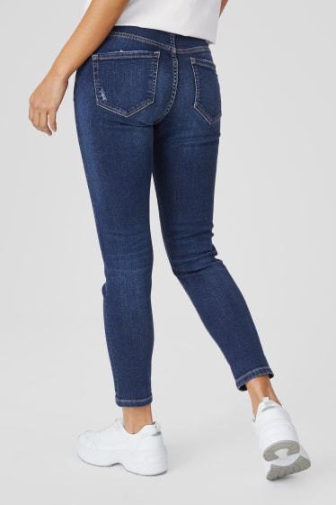 Women - Skinny jeans - mid waist - denim-dark blue